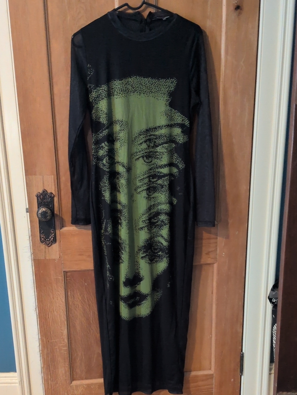 Long Black Dress with Green Graphic